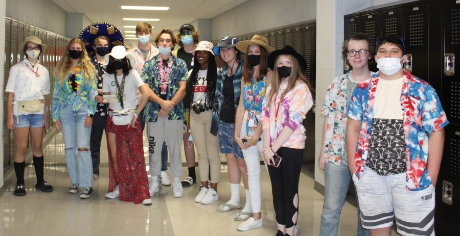 Students show their school spirit by participating in Tacky Tourist Day during Spirit Week.