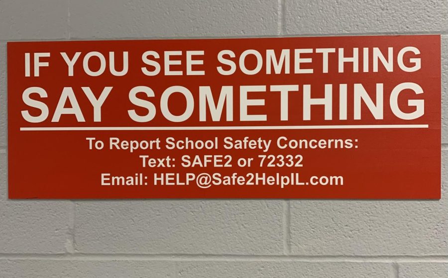New signs were installed this year throughout the high school to give staff and students an additional opportunity to report safety concerns.