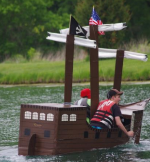 An example of a cardboard boat made by a former physics club member